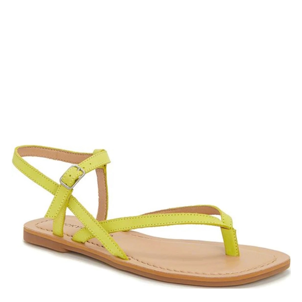 LUCKY BRAND Genuine Leather Sandals in Neon Colors | Lime Green Strappy Sandals - Picture 2 of 2